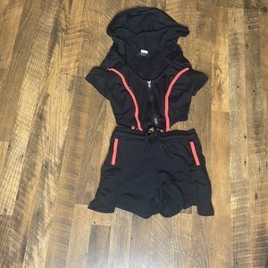 Black zip up two piece